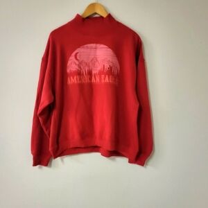 Women AE Graphic Mock Neck Sweatshirt Medium